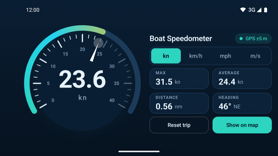 Landscape layout with dial and trip data side by side