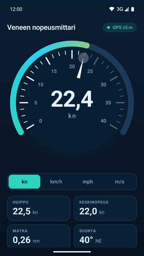 The app in Finnish